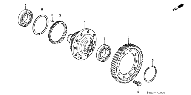 2003 Honda Civic AT Differential Gear Diagram