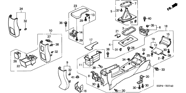 2004 Honda Civic Armrest Assembly, Console (Ivory) Diagram for 83450-S5A-L32ZB