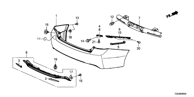 2013 Honda Accord Garnish Assy., RR. Bumper (Lower) Diagram for 71510-T2A-A01