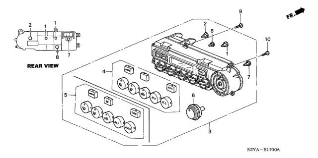 2006 Honda Insight Control Assy., Heater *YR277L* (FG DARK TITANIUM) Diagram for 79500-S3Y-A03ZB