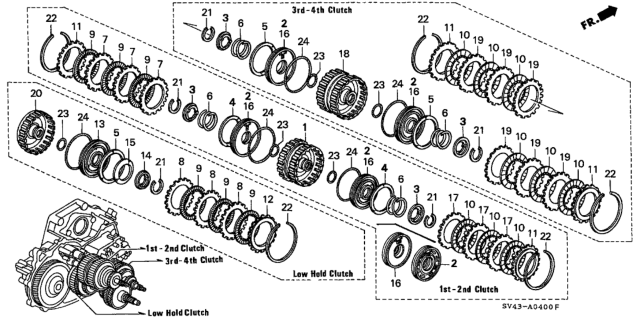 1994 Honda Accord 4 Door LX (ABS) KA 4AT AT Clutch Diagram