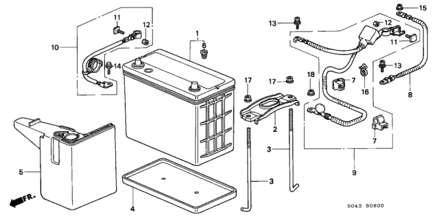 1996 Honda Civic Cable Assembly, Starter Diagram for 32410-S04-A02