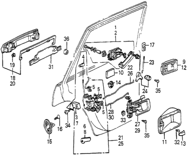 1985 Honda Accord Cover, R. Door Lock Diagram for 75411-SA1-003