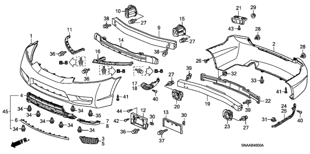 2009 Honda Civic Spacer, R. RR. Bumper Side Diagram for 71593-SNA-A02