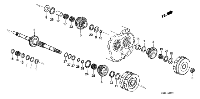 1989 Honda Civic 3 Door DX KA 4AT AT Mainshaft Diagram