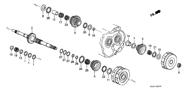 1991 Honda Civic AT Mainshaft Diagram