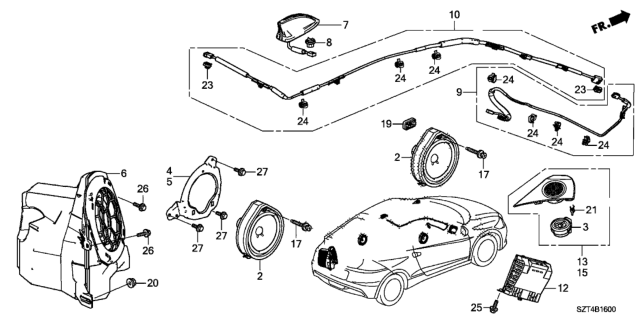 2011 Honda CR-Z Antenna - Speaker Diagram