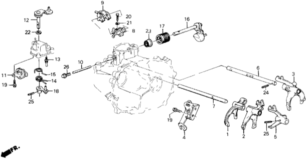 1989 Honda Prelude Piece, Fifth & Reverse Shift Diagram for 24243-PK5-000