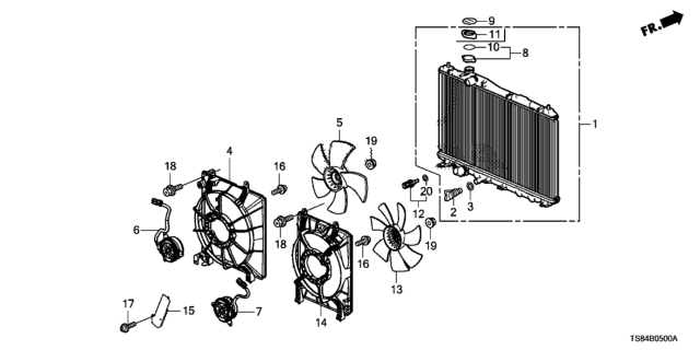 2013 Honda Civic Radiator (Denso) Diagram