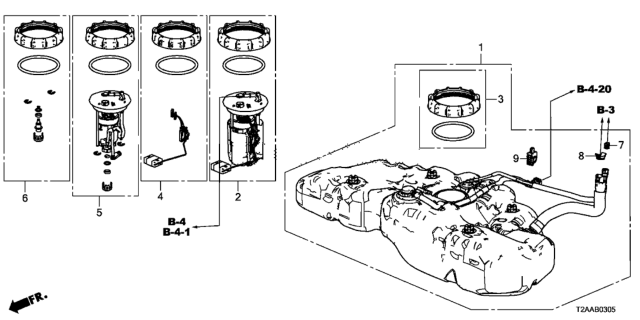 2017 Honda Accord 4 Door EX KA CVT Fuel Tank Diagram