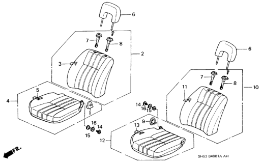 1990 Honda Civic 5 Door DX KA 5MT Front Seat Diagram