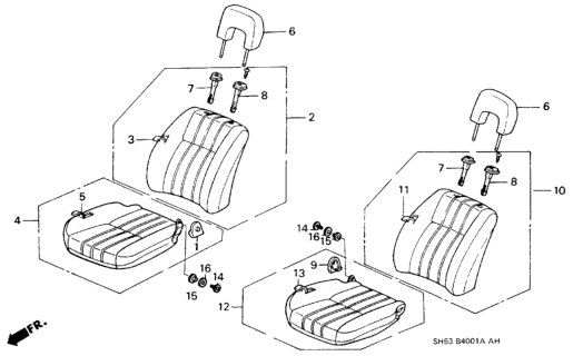 1991 Honda Civic Headrest Assy. *NH154L* (SLEEK GRAY) Diagram for 81140-SH5-A01ZA