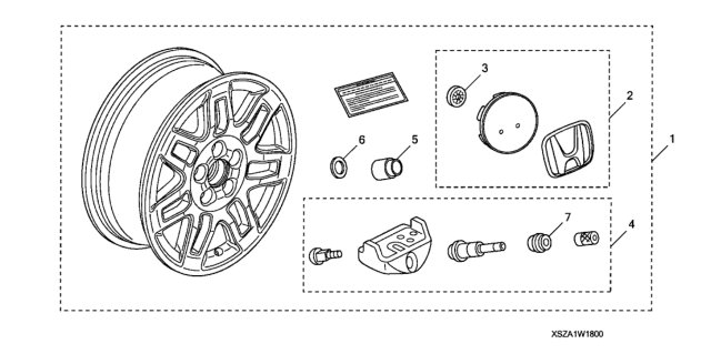 2015 Honda Pilot 18" Alloy Wheel Sbc Diagram for 08W18-SZA-102