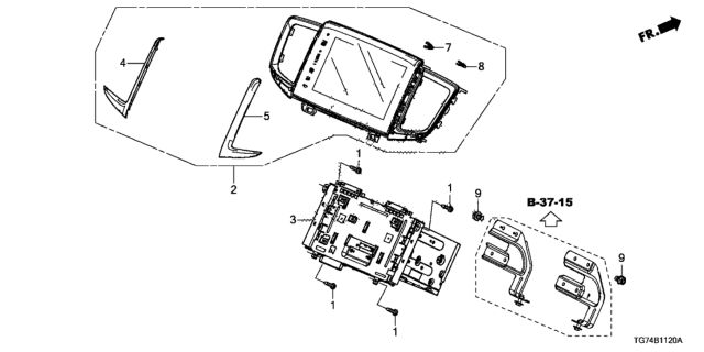 2017 Honda Pilot Garnish, L. Diagram for 39543-TG7-A01