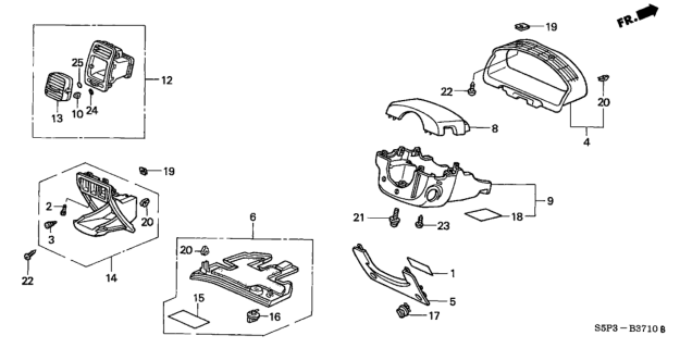 2001 Honda Civic Instrument Panel Garnish (Driver Side) Diagram