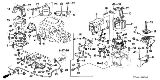 2005 Honda Accord Engine Mounts (V6) Diagram