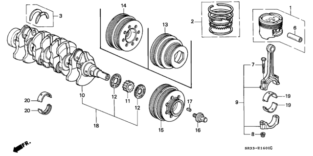 1995 Honda Civic Piston Set (Over Size) (0.50) Diagram for 13030-P07-010