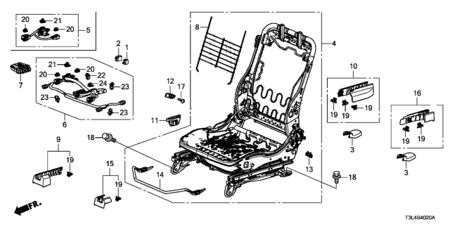 2013 Honda Accord Front Seat Components (Passenger Side) Diagram