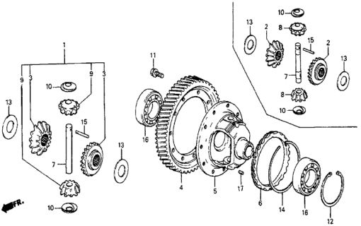 1983 Honda Prelude Gear, Differential Pinion Diagram for 41341-PB7-000