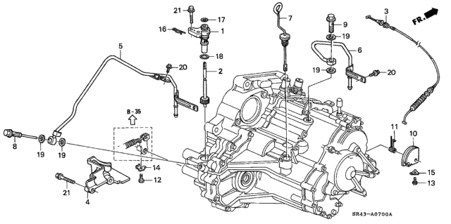 1992 Honda Civic Gear, Speedometer Diagram for 23820-P04-000