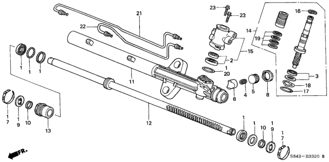 1999 Honda Accord Guide, Steering Rack Diagram for 53416-S0K-A01