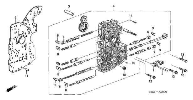 2003 Honda Accord AT Main Valve Body (V6) Diagram