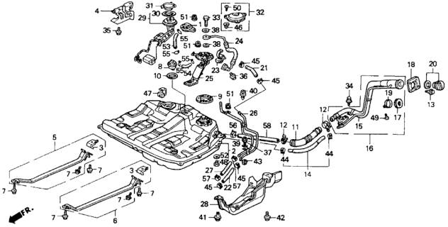 1992 Honda Accord Hose, Fuel Joint Diagram for 17707-SM4-A31