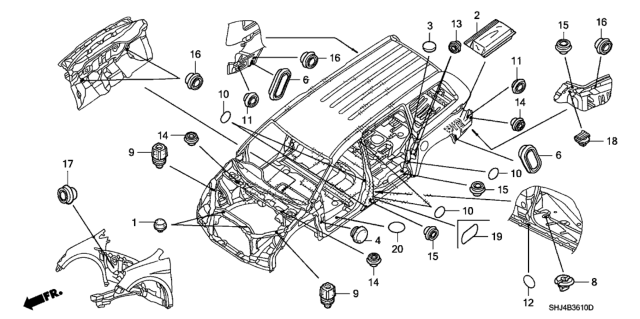2006 Honda Odyssey 5 Door EXL-T (NAVIGATION) KA 5AT Grommet (Front) Diagram