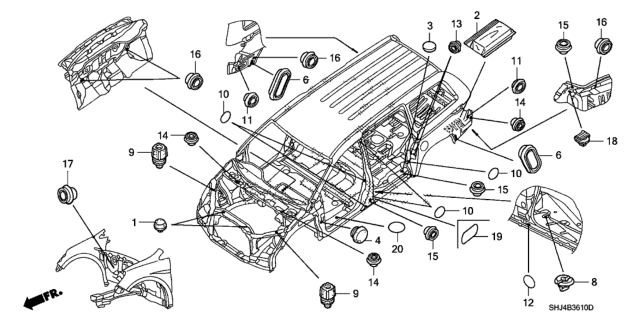 2008 Honda Odyssey Cushion, Hood Diagram for 74175-SD4-000