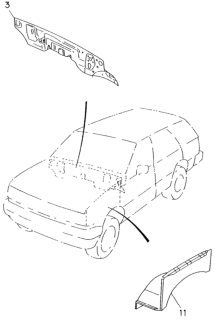 1996 Honda Passport Panel, Sub-Dash (Lower) Diagram for 8-97064-066-3