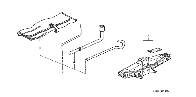 1994 Honda Accord 2 Door EX KA 5MT Tools - Jack Diagram