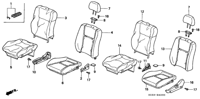 1996 Honda Civic Cover, Right Front Seat Cushion Trim (Classy Gray) Diagram for 81131-S00-A01ZB