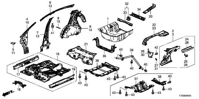 2016 Honda HR-V Panel Set, RR. Floor Diagram for 04655-T7W-A00ZZ