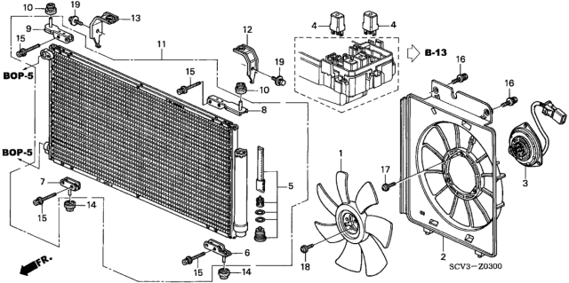 2004 Honda Element 5 Door DX (2WD) KA 5MT A/C Condenser Diagram