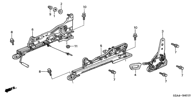 2005 Honda S2000 2 Door S2000 KA 6MT Seat Components (Driver Side) Diagram