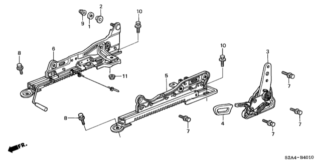 2000 Honda S2000 Seat Components (Driver Side) Diagram