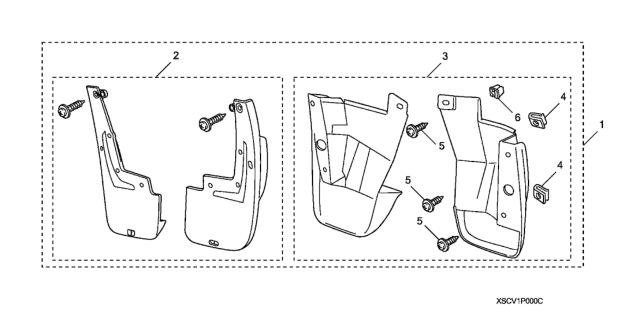 2011 Honda Element Splash Guard Set Diagram