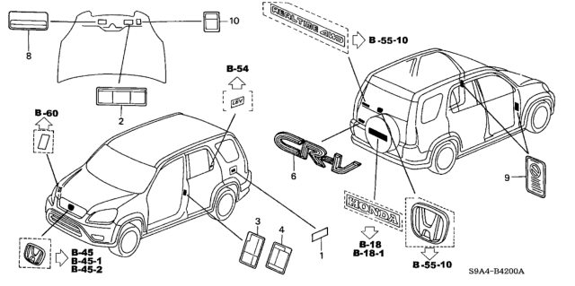 2002 Honda CR-V Emblem, Rear (Cr-V) Diagram for 75722-S9A-000