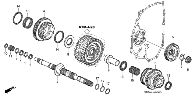 2004 Honda Accord AT Mainshaft (L4) Diagram