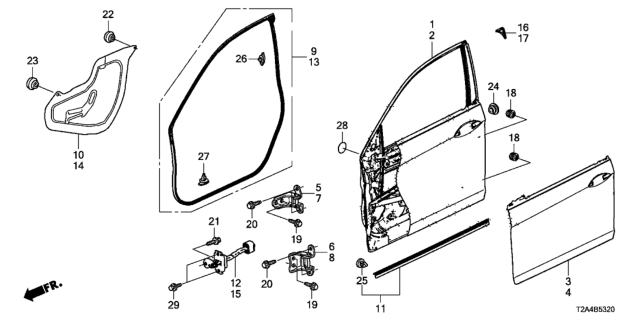 2015 Honda Accord Front Door Panels Diagram