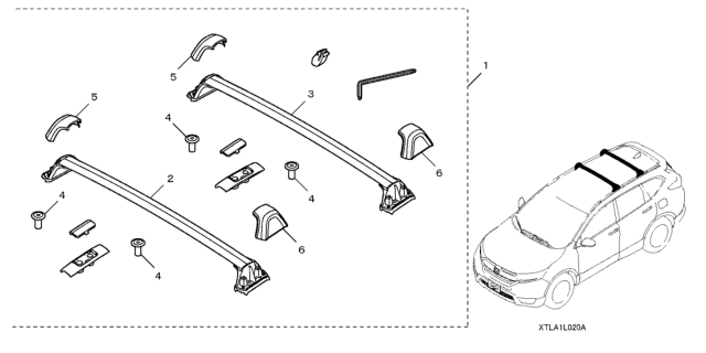 2021 Honda CR-V Hybrid Roof Rack Diagram