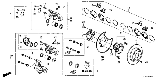 2020 Honda HR-V Seal Set, Actuator Diagram for 43012-TY2-A00