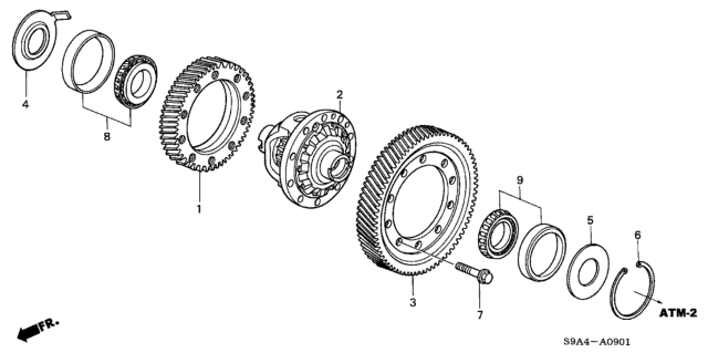 2003 Honda CR-V AT Differential Diagram