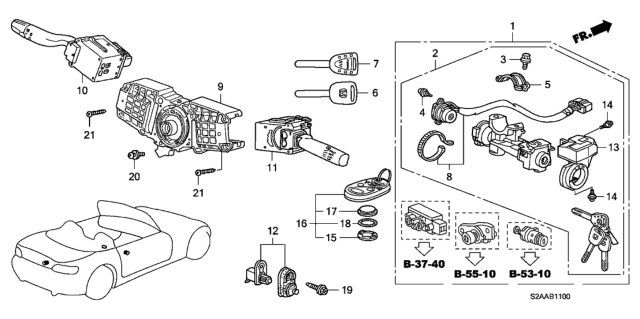 2009 Honda S2000 Body, Switch Diagram for 35251-S2A-A51