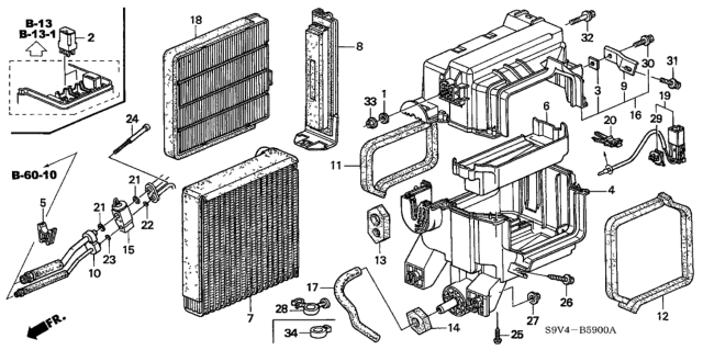 2003 Honda Pilot A/C Cooling Unit Diagram