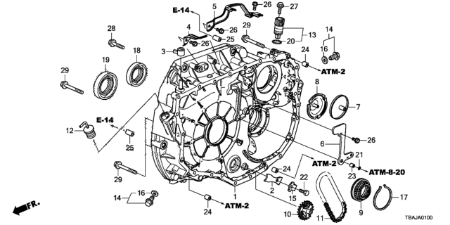 2018 Honda Civic AT Torque Converter Case Diagram