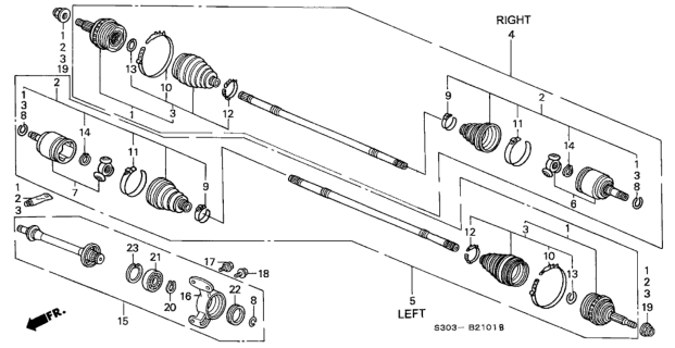 2001 Honda Prelude Driveshaft - Half Shaft Diagram