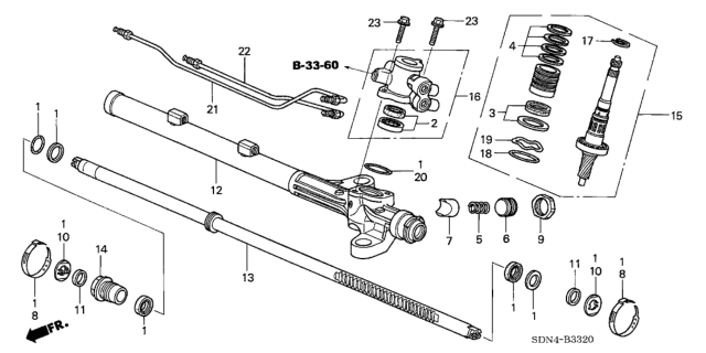 2004 Honda Accord P.S. Gear Box Components (L4) Diagram