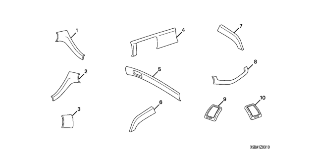 2005 Honda Accord Interior Trim Kit (Burlwood Look) Diagram