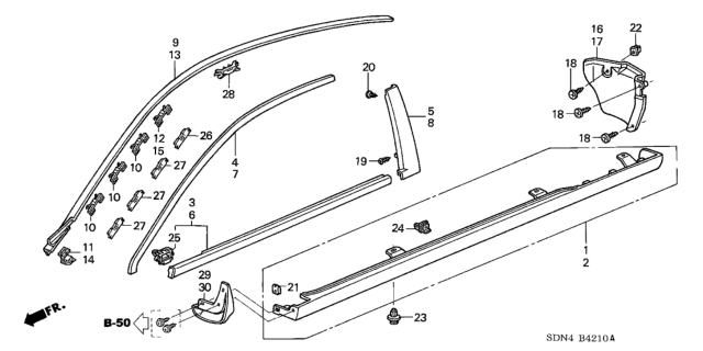 2004 Honda Accord Molding - Side Sill Garnish Diagram